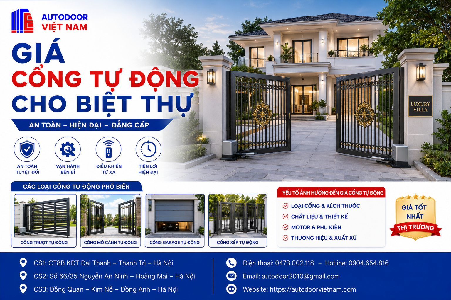 Giá cổng tự động cho biệt thự
