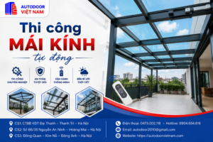 Thi công mái kính tự động